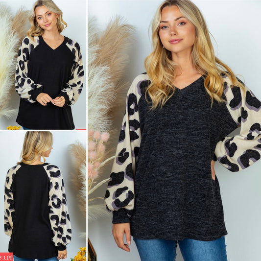 Cheetah Puff Top