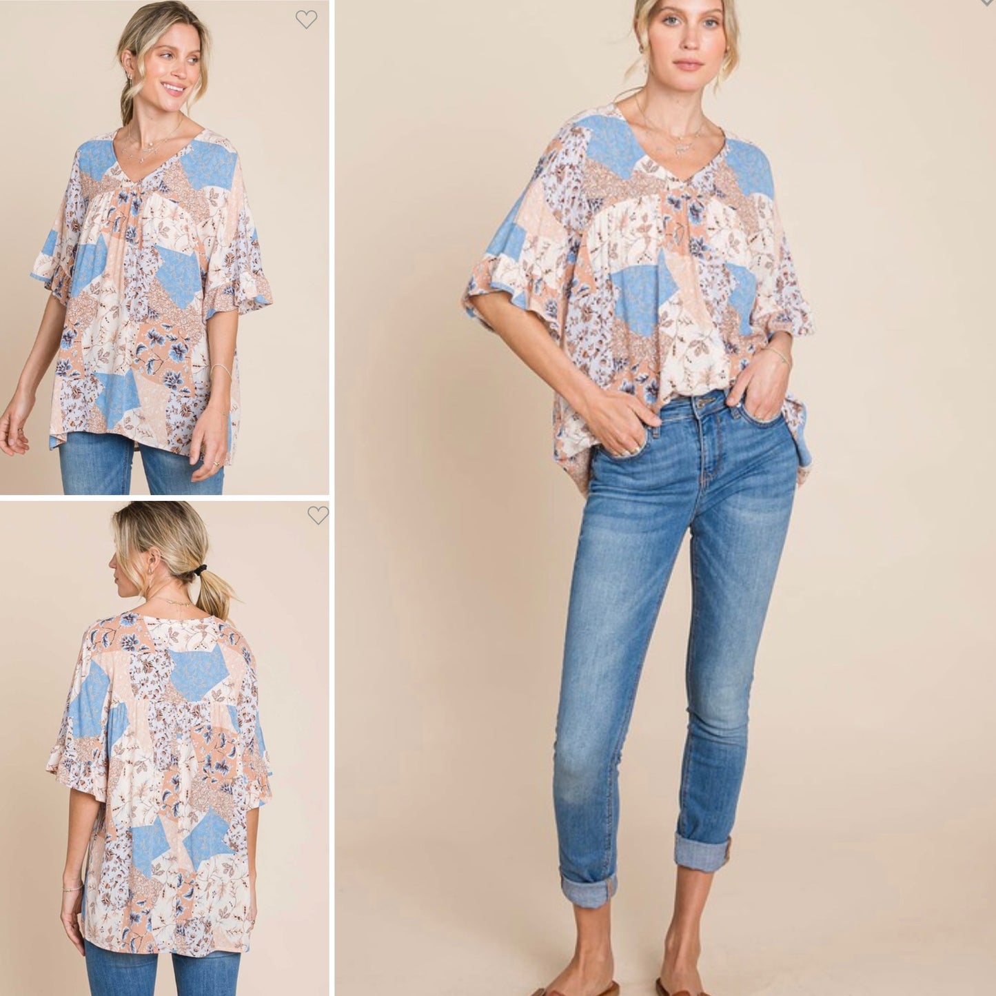 Peachy Patchwork Top