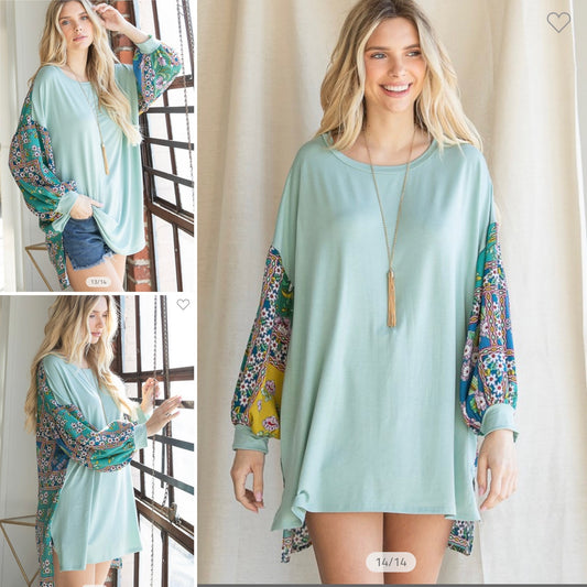 Mint pattern top