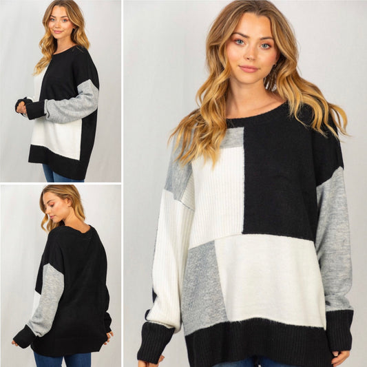 Neutral Colorblock Sweater
