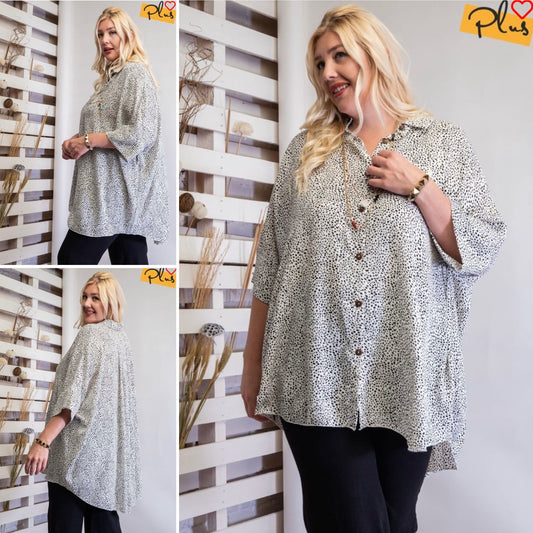 Animal button down top