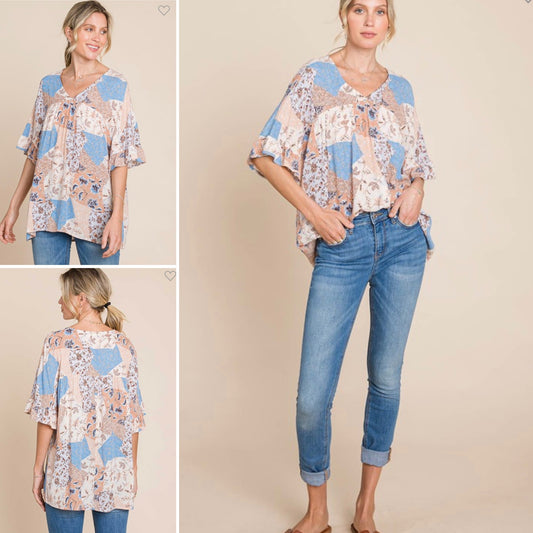 Peachy Patchwork Top
