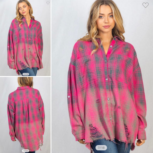 Ombré Plaid Button up