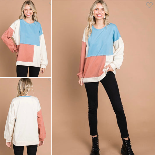 Colorblock on Top Sweatshirt