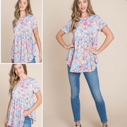 Blue Flower Power top