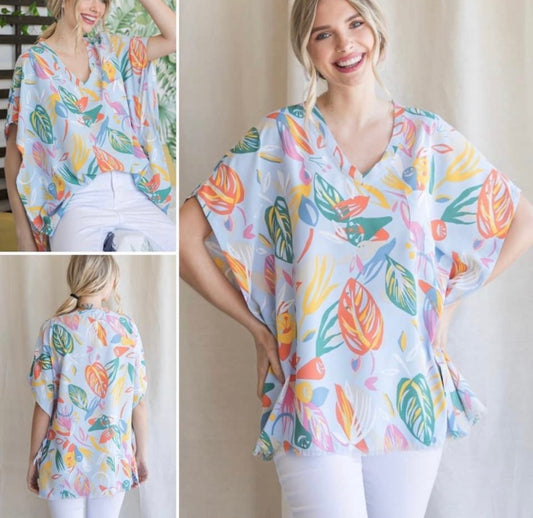 Blue Palm Top